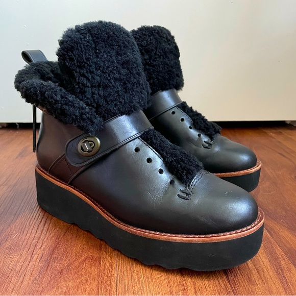 Coach Urban Hiker Shearling Platform Boots - Picture 1 of 14